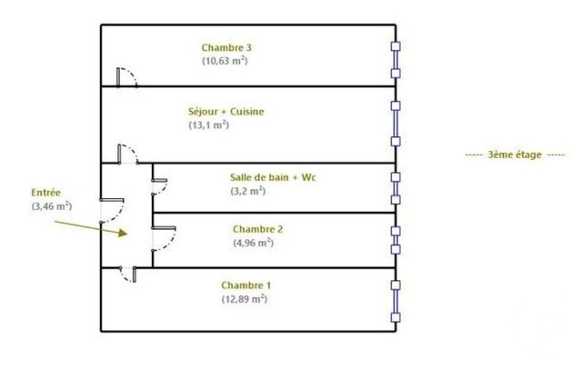 Appartement F3 à vendre - 3 pièces - 48.75 m2 - PARIS - 75015 - ILE-DE-FRANCE - Century 21 Vouillé